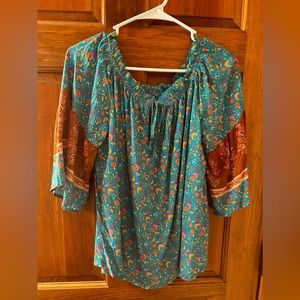 Floral Print Boho Style Blouse